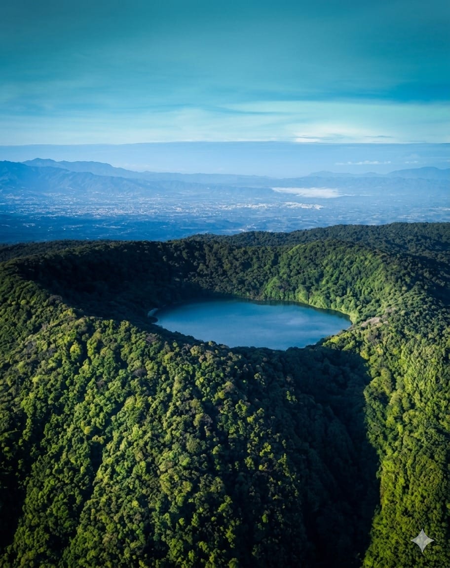 Vista aérea de la Laguna Botos en el Volcán Poás